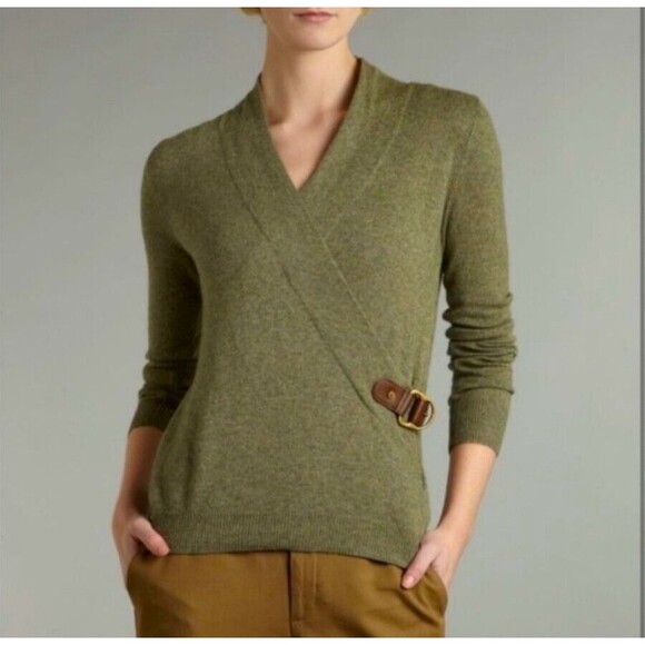 Lauren Ralph Lauren Mayda Wrap Sweater Buckle Angora Cashmere Size Small - Picture 1 of 9